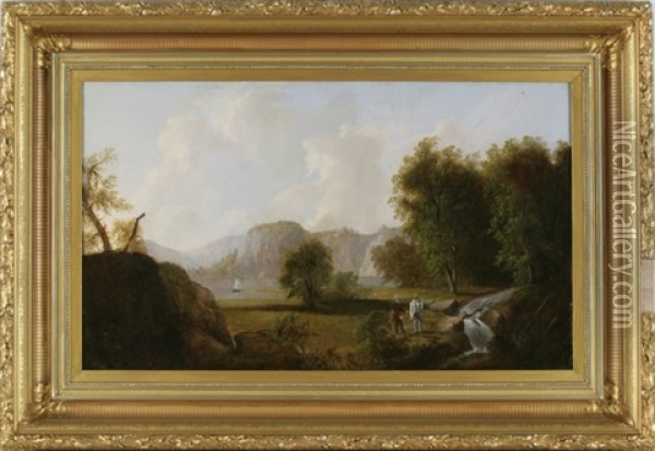 Two Fisherman At A Stream Oil Painting - Thomas Doughty