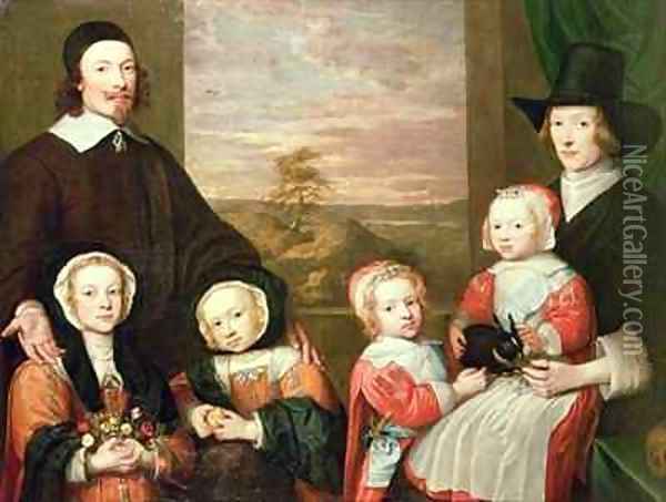 Unidentified family portrait traditionally thought to be that of Sir Thomas Browne Oil Painting - William Dobson