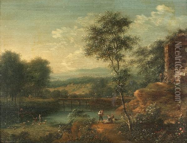 Rhenish Landscapes - A Set Of Four Oil Painting - Johann Christian Vollerdt or Vollaert