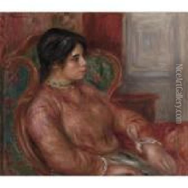 Femme Au Fauteuil Vert Oil Painting - Pierre Auguste Renoir