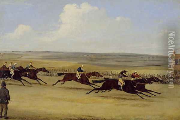 The 1850 Cambridgeshire Stakes- The Finish Oil Painting - Henry Thomas Alken