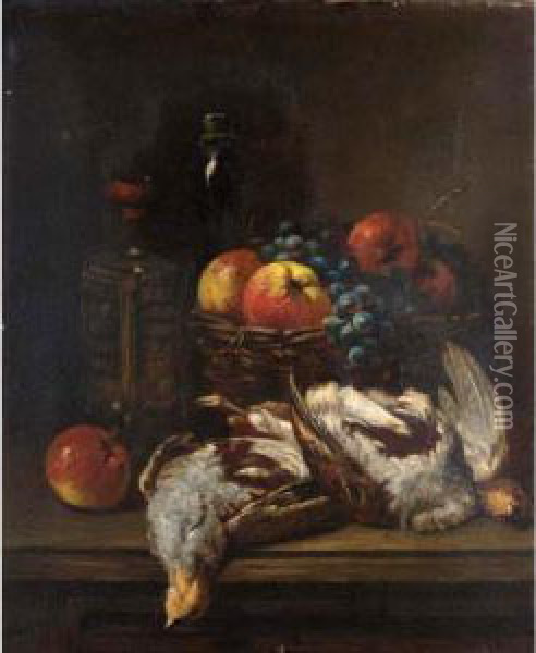 Still Of Life Game And Fruit Oil Painting - Eugene Claude