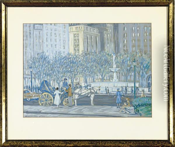 The Pulitzer Fountain On The Grand Army Plaza, New York Oil Painting - Henry Ives Cobb