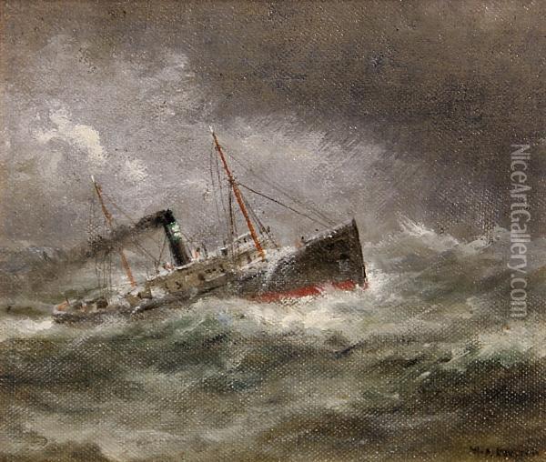 Ship On Rough Seas Oil Painting - William Alexander Coulter