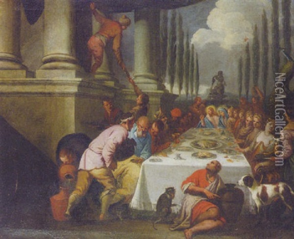 The Marriage At Cana Oil Painting - Giulio Carpioni
