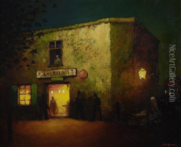 The Calaveras Bar, Old San Andreas Oil Painting - Will Sparks