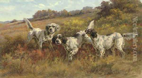Three Setters in a Landscape Oil Painting - Edmund Henry Osthaus
