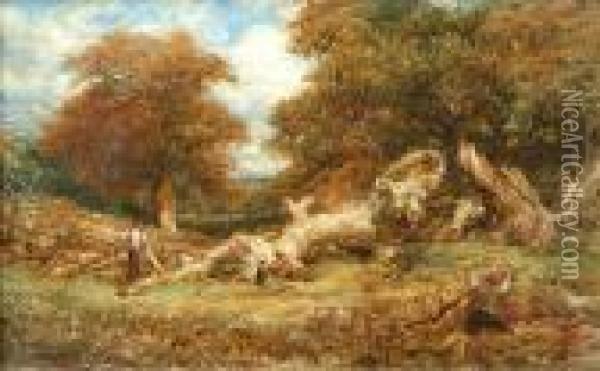 The Fallen Tree Oil Painting - John Linnell