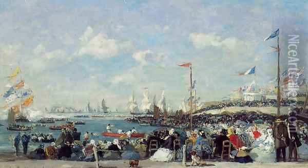 Le Havre, the Regatta Festival Oil Painting - Eugene Boudin
