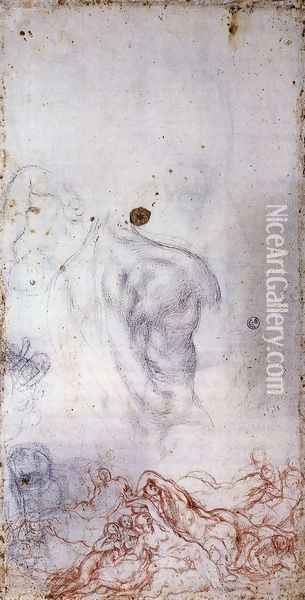 Study for the Deluge Oil Painting - (Jacopo Carucci) Pontormo