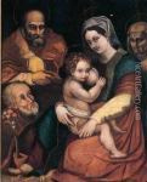 Sacra Famiglia Con Sant'anna E San Giovacchino Oil Painting - Andrea Del Sarto