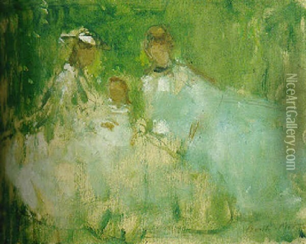 Femmes Et Fillettes Dans La Nature Oil Painting - Berthe Morisot
