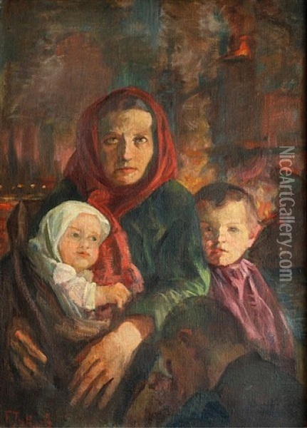 Family Oil Painting - Frantisek Jakub