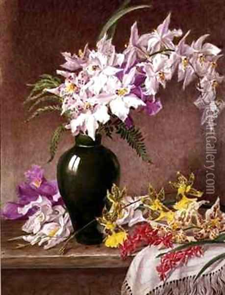 Orchids in a Vase Oil Painting - Mary Elizabeth Duffield