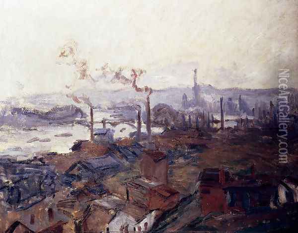 General View Of Rouen From St. Catherine's Bank Oil Painting - Claude Oscar Monet