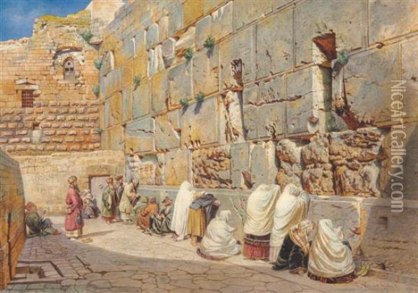 The Wailing Wall Oil Painting - Carl Friedrich H. Werner