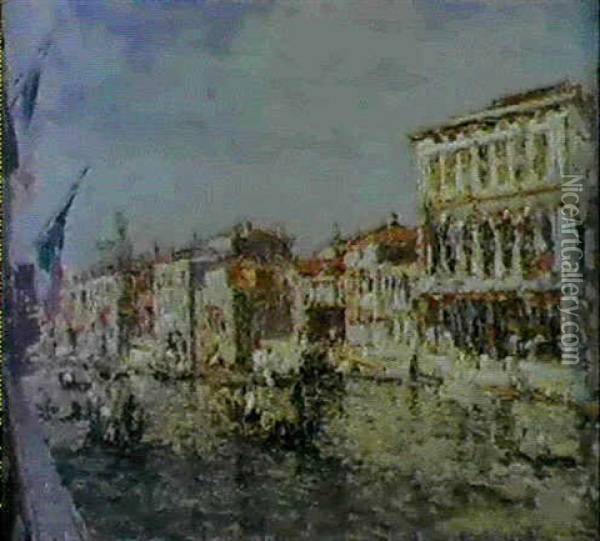Palazzo Rezzonico In Canal Grande Oil Painting - Emma Ciardi