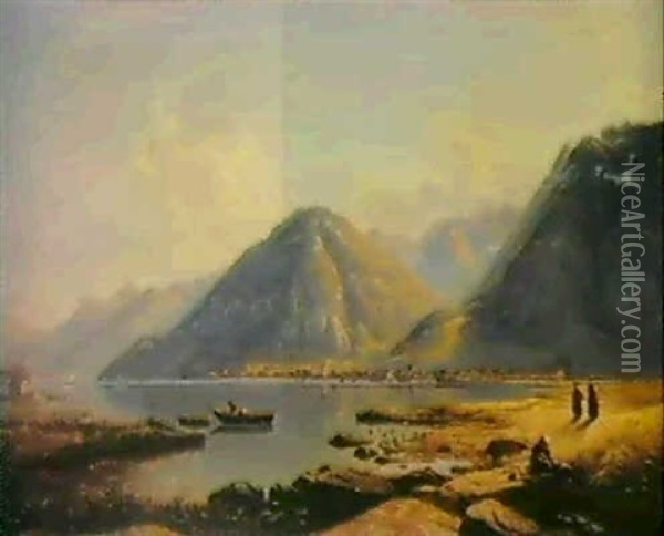 View Of Villeneuve On Lake Geneva Oil Painting - Francis Danby