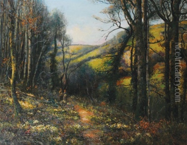 Primrose Path In Cornwall Oil Painting - Charles James Fox