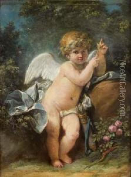 Cupidon Verifiant Ses Fleches Dans Un Paysage Oil Painting - Jean Jacques Francois Le Barbier