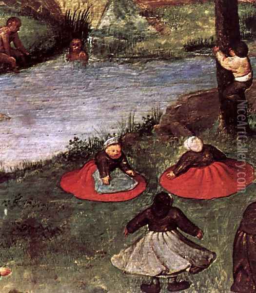 Children's Games (detail) 1559-60 3 Oil Painting - Jan The Elder Brueghel