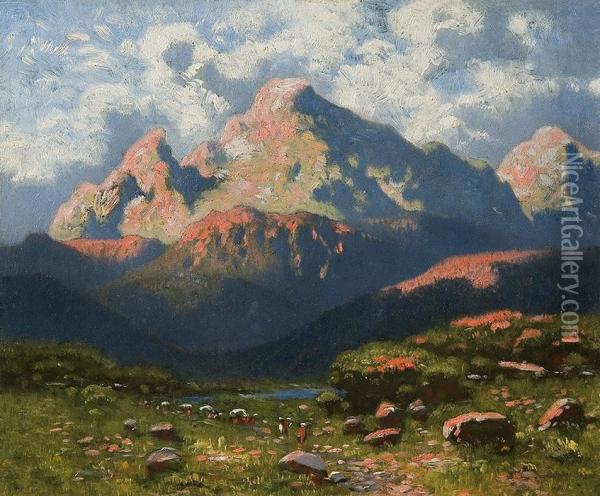 Mountain Landscape Oil Painting - Wladyslaw Aleksander Malecki