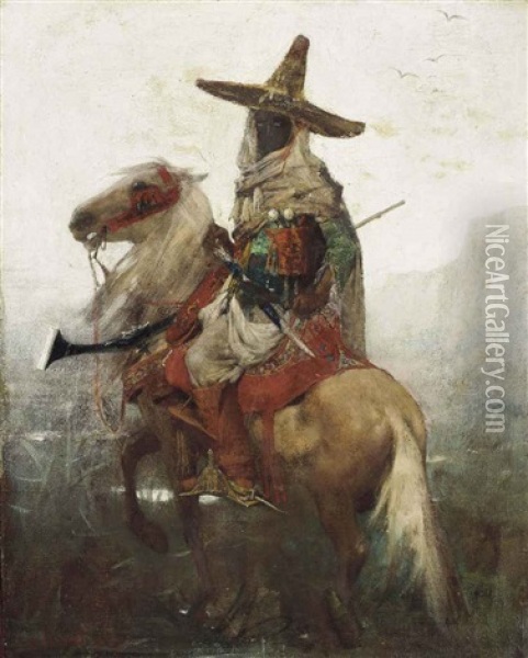 A Desert Warrior Oil Painting - Aime Nicolas Morot