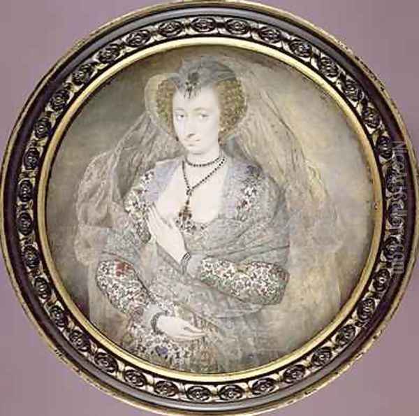 Unknown Lady formerly called Lucy Harrington Countess of Bedford 1605 Oil Painting - Isaac Oliver