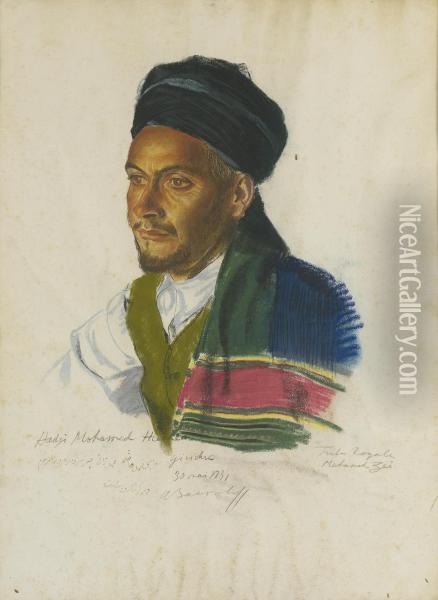 Portrait Of Haji Mohamed Hachem Oil Painting - Alexander Evgenievich Yakovlev