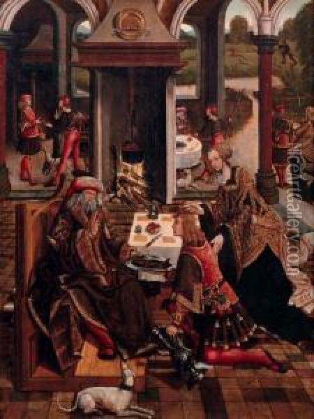 Jacob And Esau Oil Painting - Jacob Cornelisz. Van Oostsanen