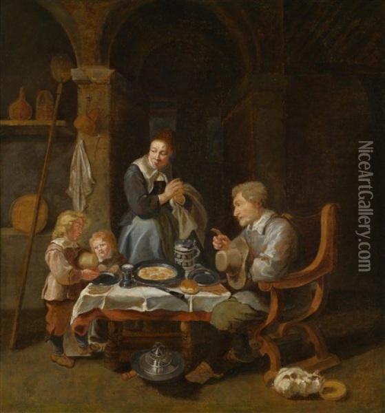 Eine Familie Bei Der Mahlzeit Oil Painting - David Ryckaert III