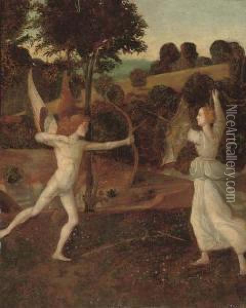 Cupid And Psyche Oil Painting - Giovanni Bellini