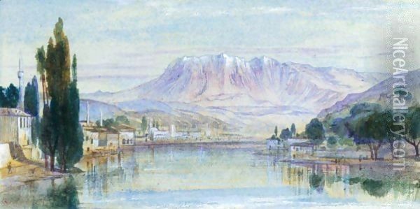View Of Mount Tomohrit, Albania Oil Painting - Edward Lear