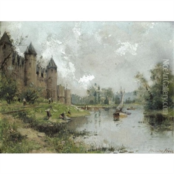 Chateaux De Josselin (+ Le Pont De Vernon; Pair) Oil Painting - Maurice Levis