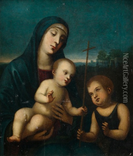 Die Madonna Mit Dem Christus- Und Johannesknaben Oil Painting - Francesco Francia