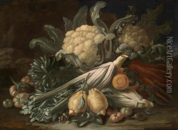 A Still Life Of Vegetables Oil Painting - Tommaso Realfonso