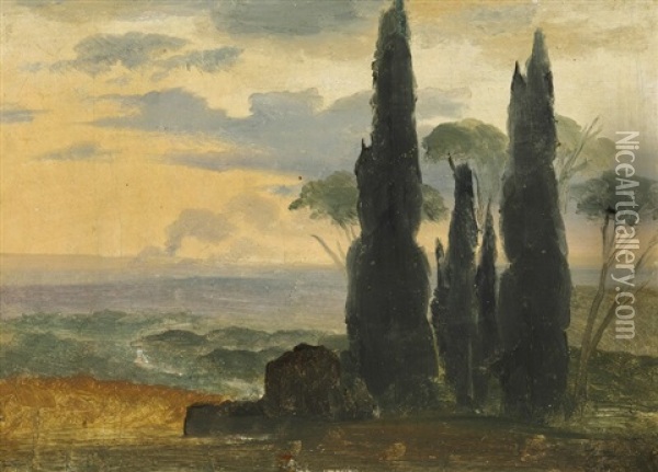 View Of The The Roman Campagna Oil Painting - Frederik (Fritz) Petzholdt
