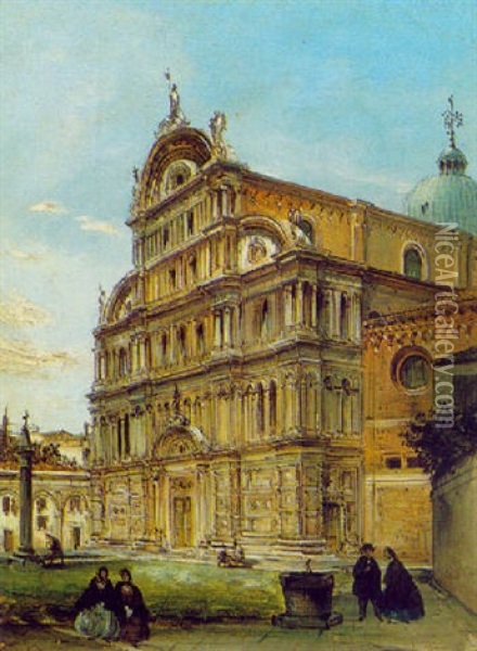 Blick Auf Die Kirche San Zaccaria In Venedig Oil Painting - Carlo Grubacs
