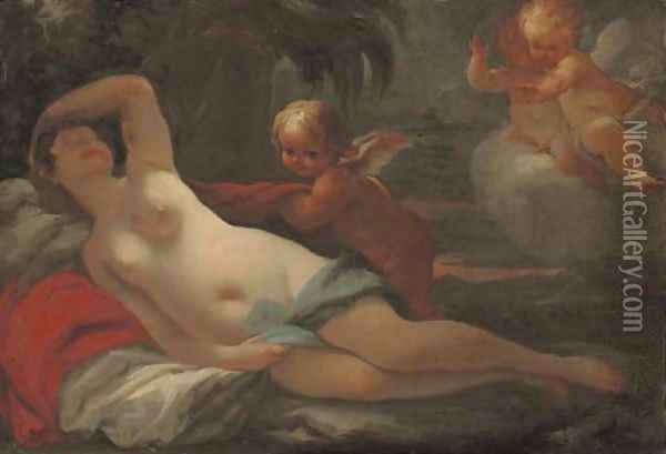 Venus and Cupid with putti Oil Painting - Matteo Bonecchi