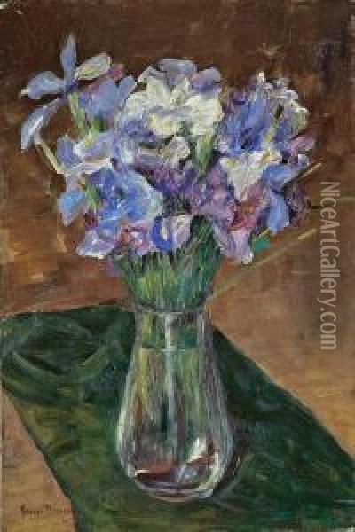 Weisse Und Blaue Iris Oil Painting - Georges Mosson