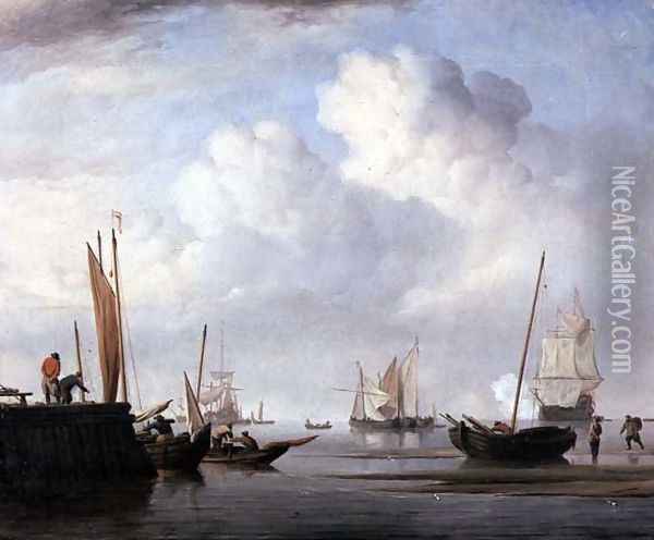 Fishing boats and other sailing vessels Oil Painting - Willem van de Velde the Younger
