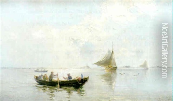 Fiskebatar Pa Fjarden Oil Painting - Herman Gustav af Sillen