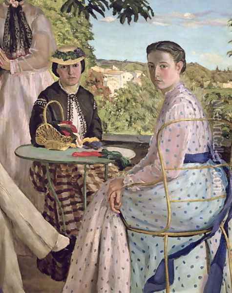 Family Reunion (detail of two women) 1867 Oil Painting - Frederic Bazille