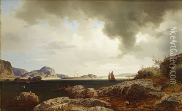 Kustlandskap Fran Bohuslan Oil Painting - Axel Wilhelm Nordgren