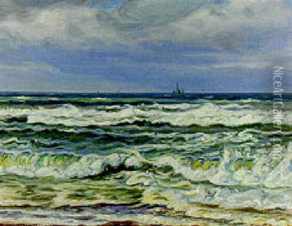 The Open Sea Oil Painting - Viggo Lauritz Helsted