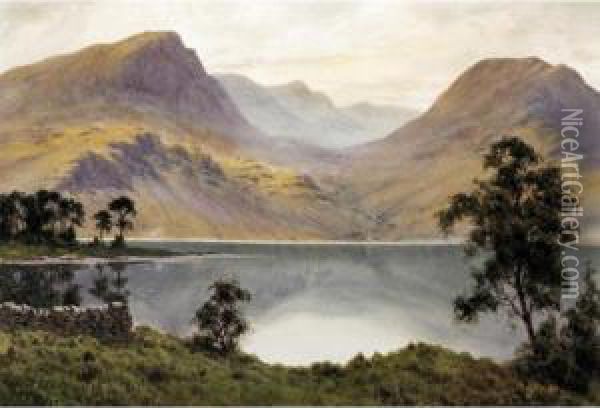 A Highland Loch Oil Painting - Edward Horace Thompson