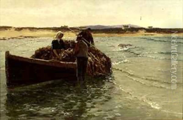 Unloading Kelp Weed Oil Painting - Charles William Bartlett