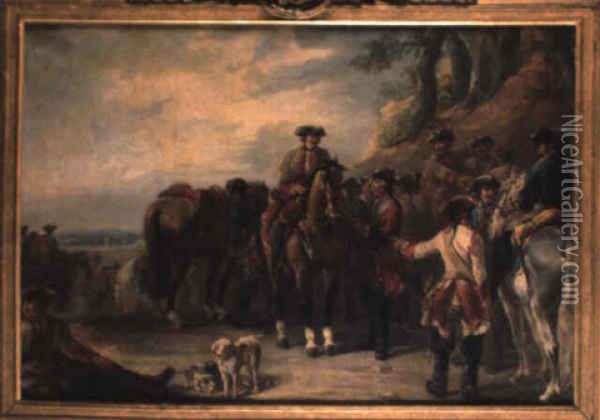 La Halte Des Cavaliers Oil Painting - Charles Parrocel