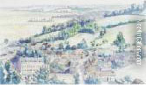 Le Plateau De Vexin From Chaumont Oil Painting - Lucien Pissarro