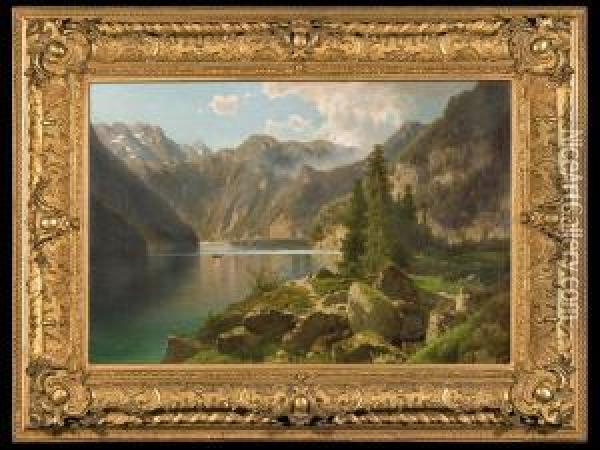 At Konigsee Oil Painting - Adolf Chwala